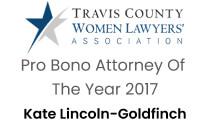 Kate Lincoln Goldfinch Pro Bono Attorney Of The Year 2017 Tcwla